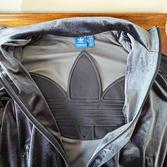 Adidas Originals Firebird Track Jacket Wms M Luxe Velvet Velour Ink Blue Trefoil - Picture 13 of 17